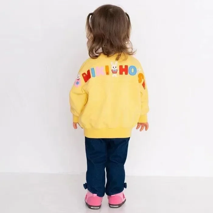 2-7Y Miki Children\'s Fashion Autumn And Winter New Boys And Girls Bear Rabbit Letters Loose Long-sleeved Sweatshirt