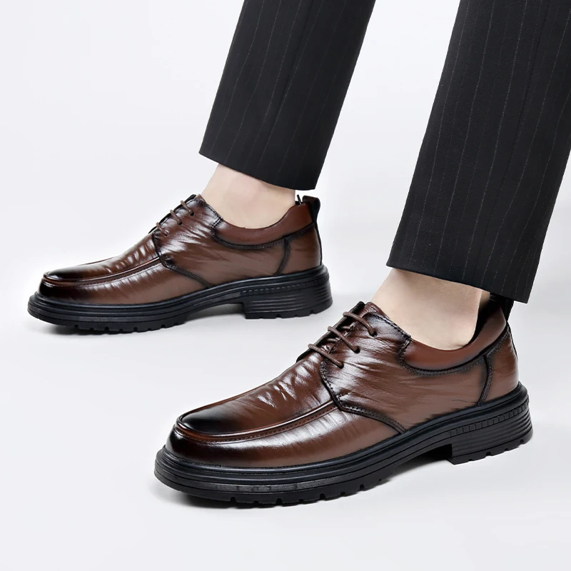 Leather Shoes Men lace up oxfords Casual Business Formal Leather Shoes Men Black Professional Soft Leather Men\'s Shoes