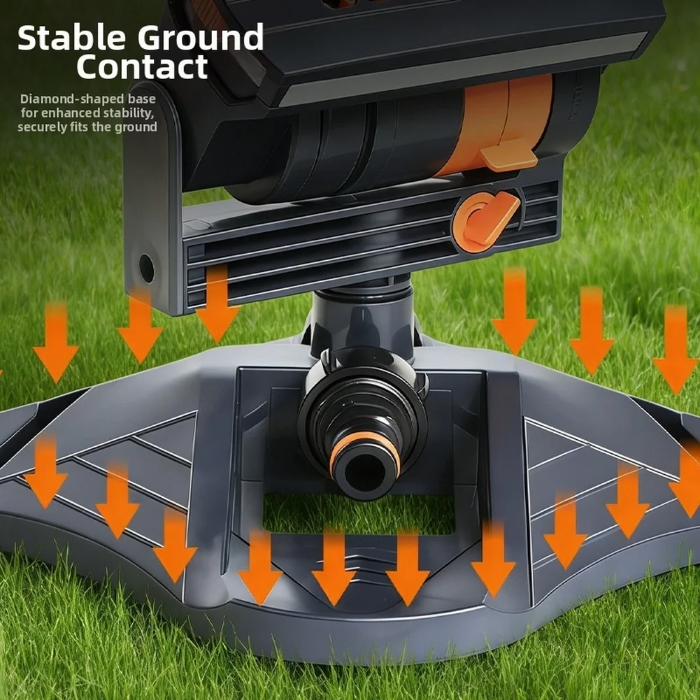 Adjustable Oscillating Sprinkler with Automatic Swivel Turret for Even Water Distribution in Gardens and Lawns