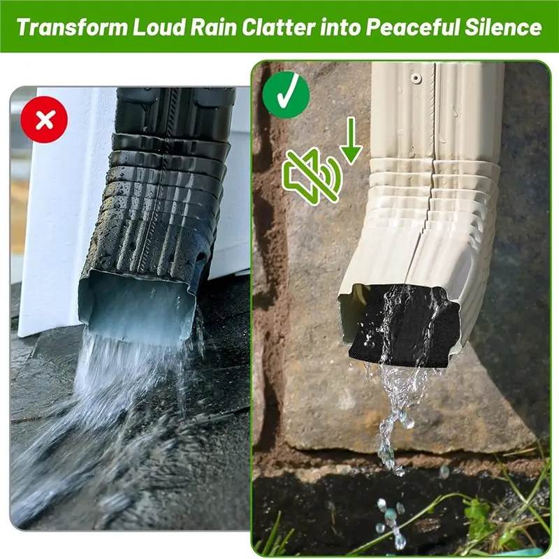 A50I Rain Noise Downspout 2.6 X 11.8 In For Outdoor Sound Reducer Gutter Noise Dampener 4Pcs