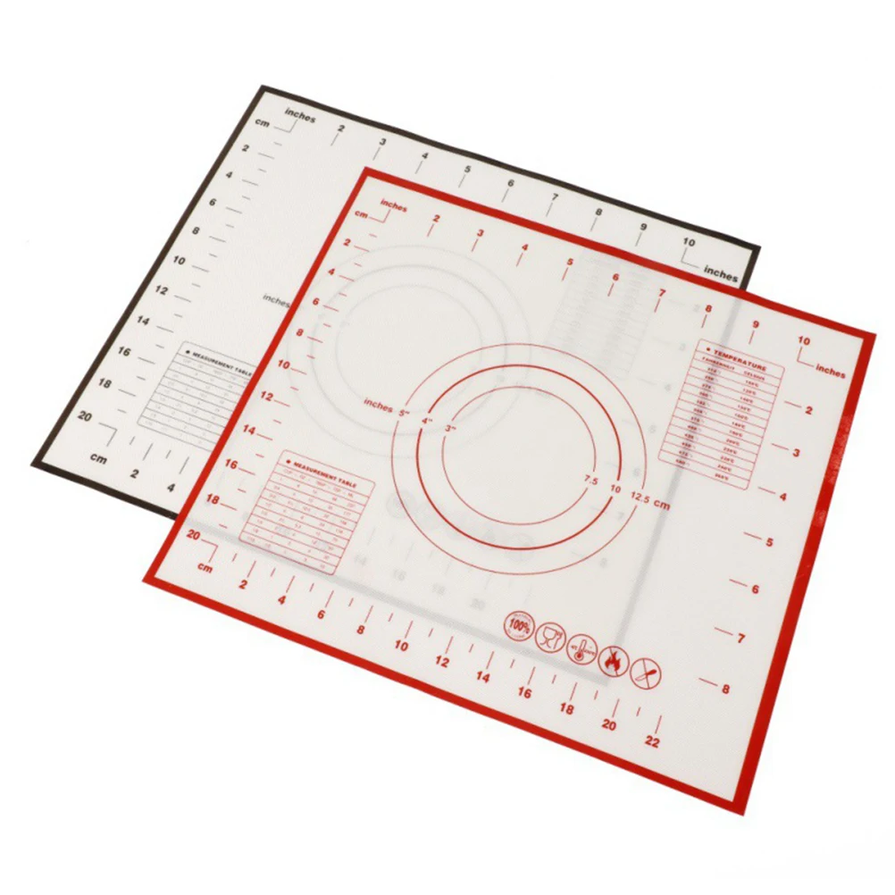 

Non-Stick Silicone Mat Kneading Dough Sheet Pad with Scales Rolling Dough Pastry Pasta Cooking Tools Kitchen Accessories(Red)
