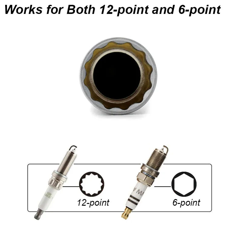 Zündkerzenschlüssel-Adapter 14mm 16mm – Montage-, Austausch- und Reparatur-Kit mit drehbarem Drehmoment, magnetisch, zum Entfernen und Ausgleichen von Spaltungen – Detail 3
