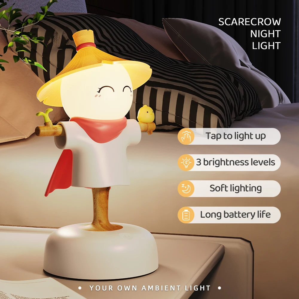 Silicone Lamp Scarecrow Night Light Accompany Children Soft Light Cute Cartoon Bedside Decoration Christmas Birthday Lovely Gift