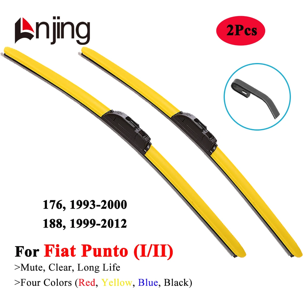 

LNJING Colorful Wiper Blades For FIAT Punto 176 188 1993 1995 1999 2000 2005 2008 2010 2011 2012 Car Exterior Replacement Parts