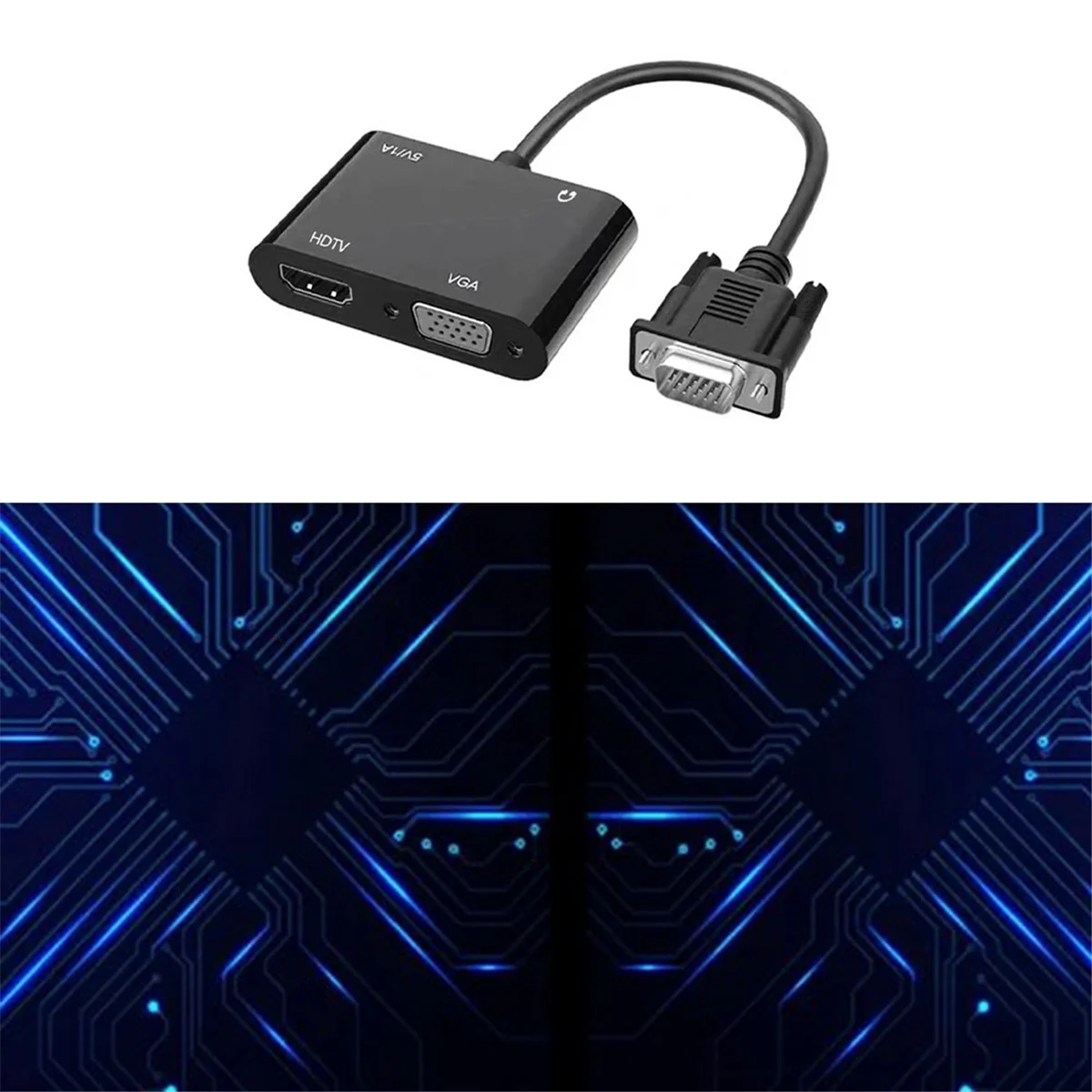 Efficient VGA to HDTV + VGA Converter Computer Connect Monitor Tv Dual Screen