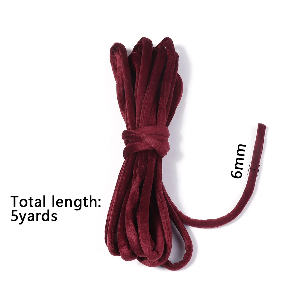 5Yards 6mm Braided Velvet Rope Colorful Round Rope Cord For DIY Jewelry Making Necklace Bracelet Keychain Gift Wrapping Supplies