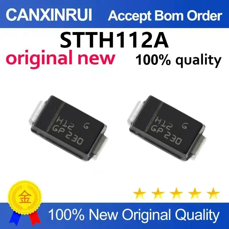 （5pcs-100pcs）Original genuine STTH112A silk screen H12 SMA 1200V 1A ultra high speed diode