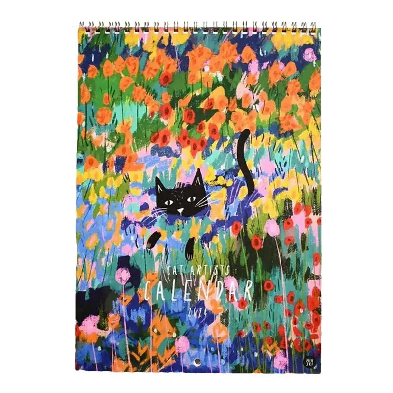 

2024 Cats in Art Wall Calendar Planner From Jan to Dec Novelty 12 Month Easy Planning Wall Calendars Creative Gifts for Cat