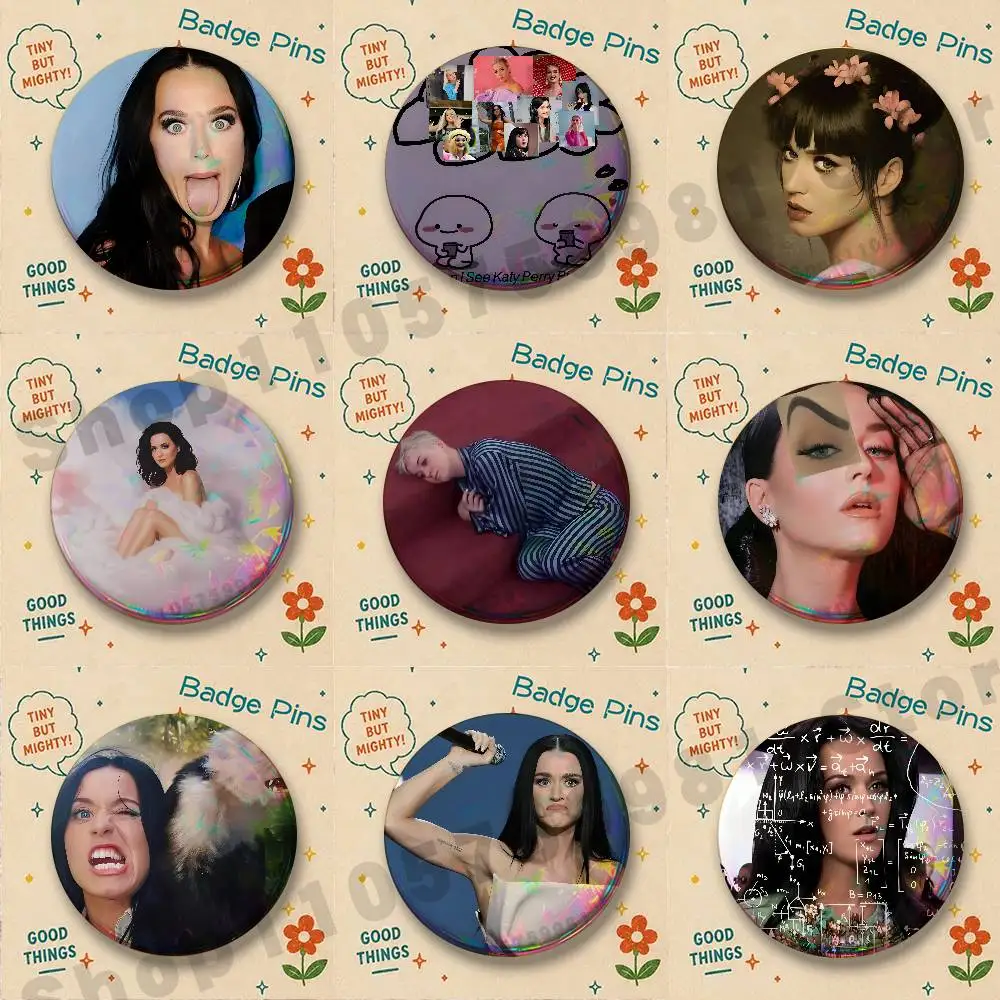 Funny Interesting K-Katy P-Perry Brooches for Bag Decor Jewelry Accessories Gift 25/32/44/58/75mm Round Cartoon Badges