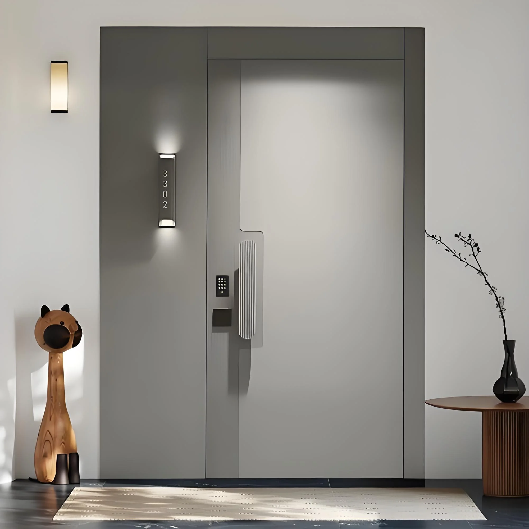 Minimalist Style Flat Apartment Security Entrance Door Heavy Duty Aluminum Alloy Hinged Doors Durable High End Front Doors