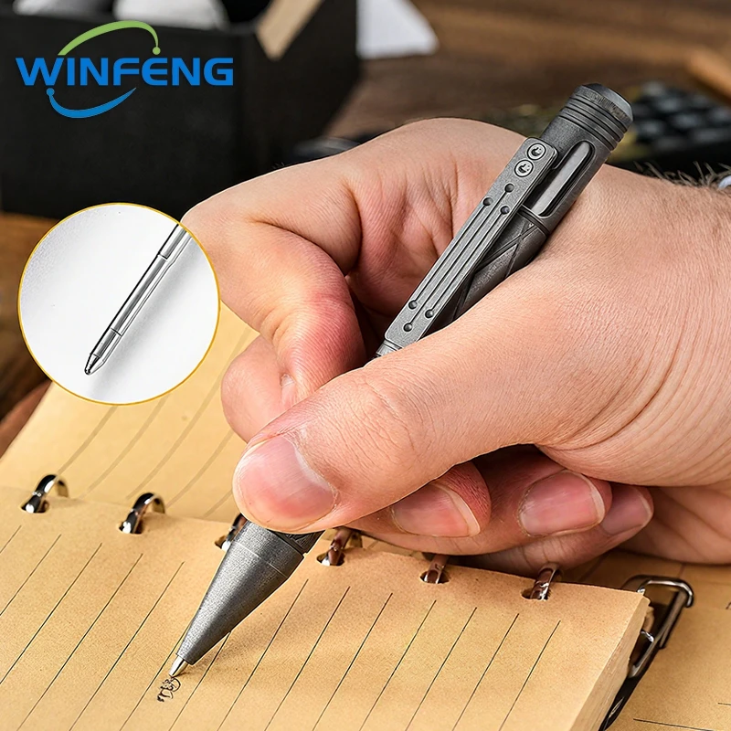 قلم حبر جاف للدفاع عن النفس تكتيكي من التيتانيوم ، قلم توقيع تجاري ، قاطع زجاج للطوارئ ، لوازم البقاء على قيد الحياة ، جودة عالية
