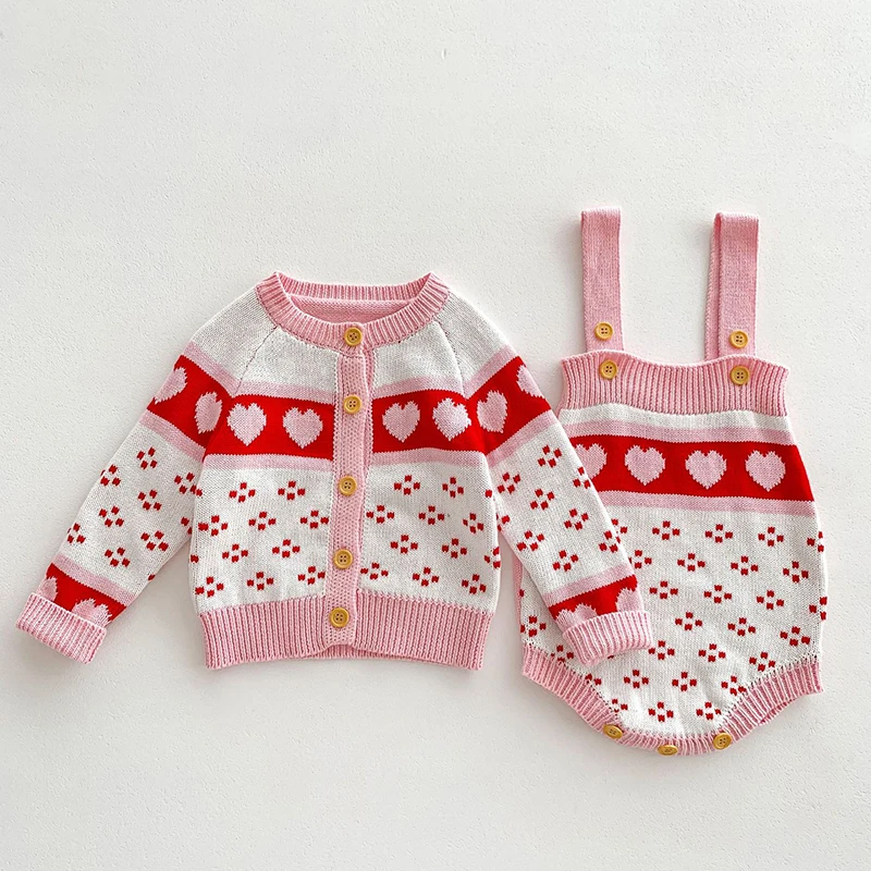 

2024 Autumn Spring 0-3Yrs Baby Girls Clothes Newborn Baby Girls Knitting Clothing Suit Infant Baby Girl Knitting Clothes Set