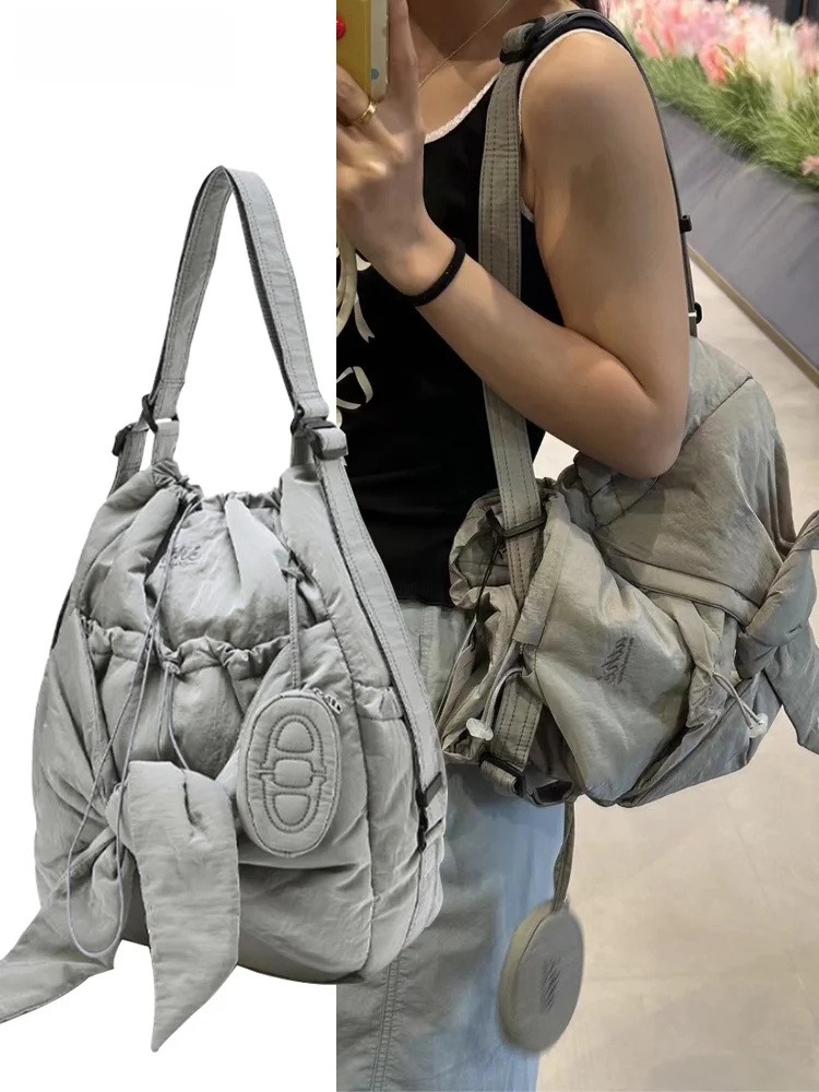 Export South korea Women's Bag 2024 New  Athe Bow Large Capaci Multi-Functional Shoulder Shoulder Backpack