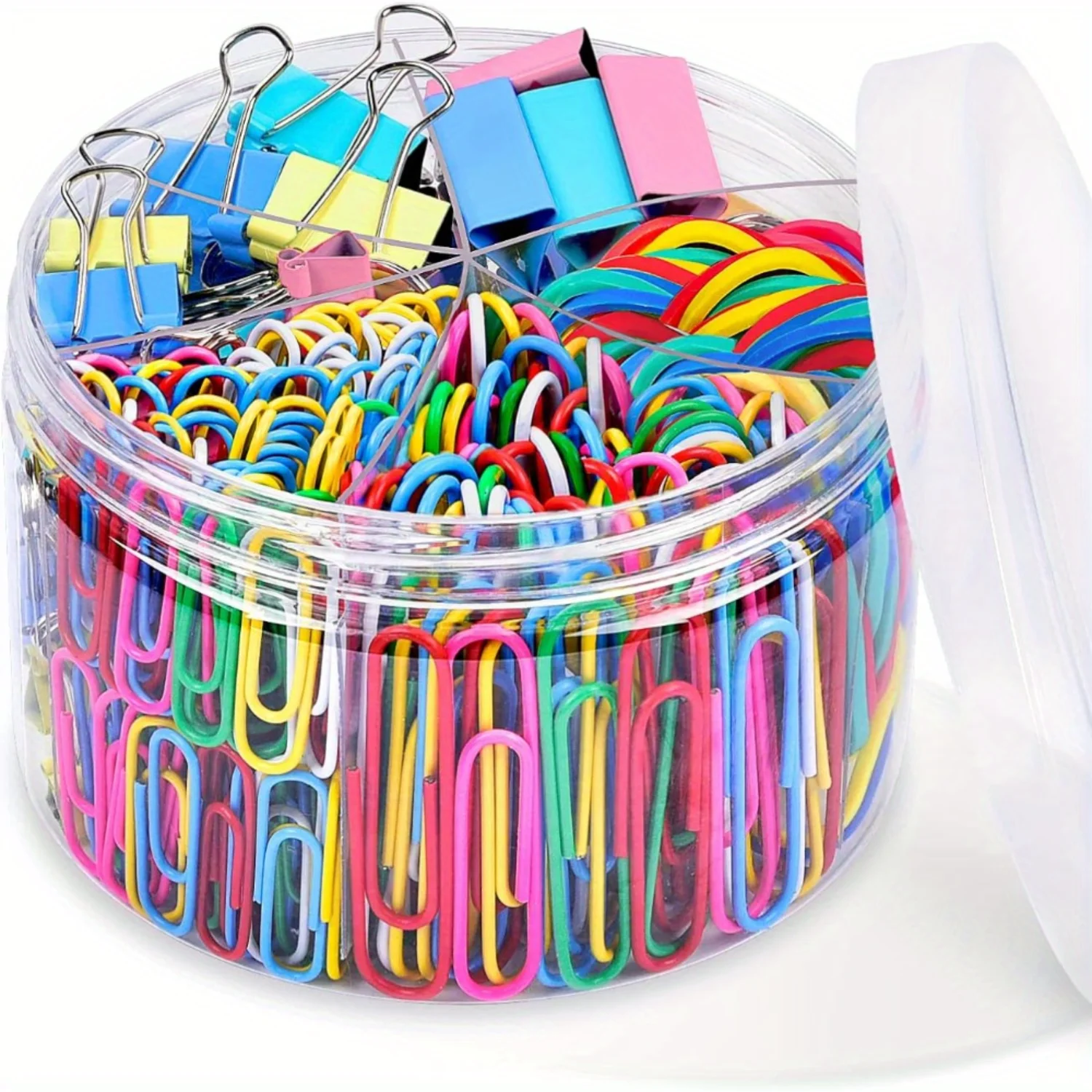 240-Piece Office Clips Set with Binder Clips, Paper Clips & Rubber Bands, Assorted Sizes - Sopito Colored Metal Paper Clamps for