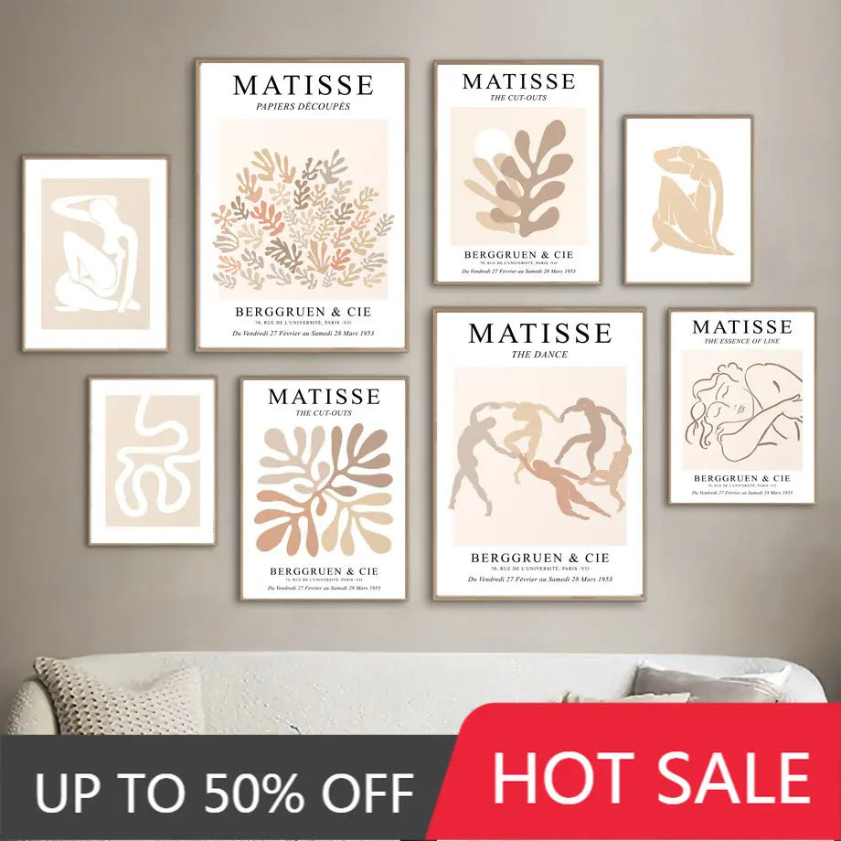 

Beige Henri Matisse Neutral Abstract Line Wall Art Canvas Painting Nordic Posters And Prints Wall Pictures For Living Room Decor