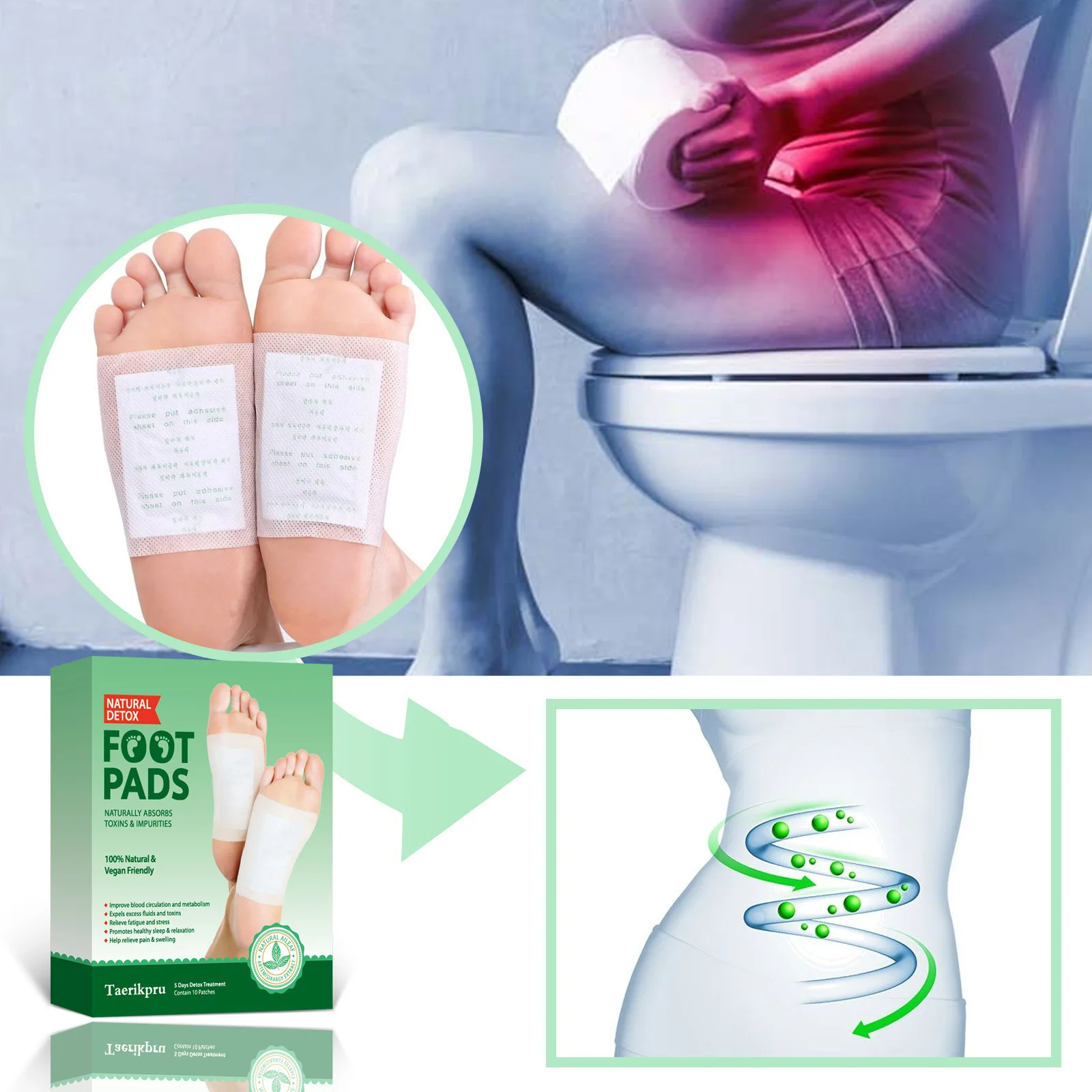 Improve sleep body foot patch dispel cold dampness toxin Clear skin health relieve stress 10 patches foot patches detox