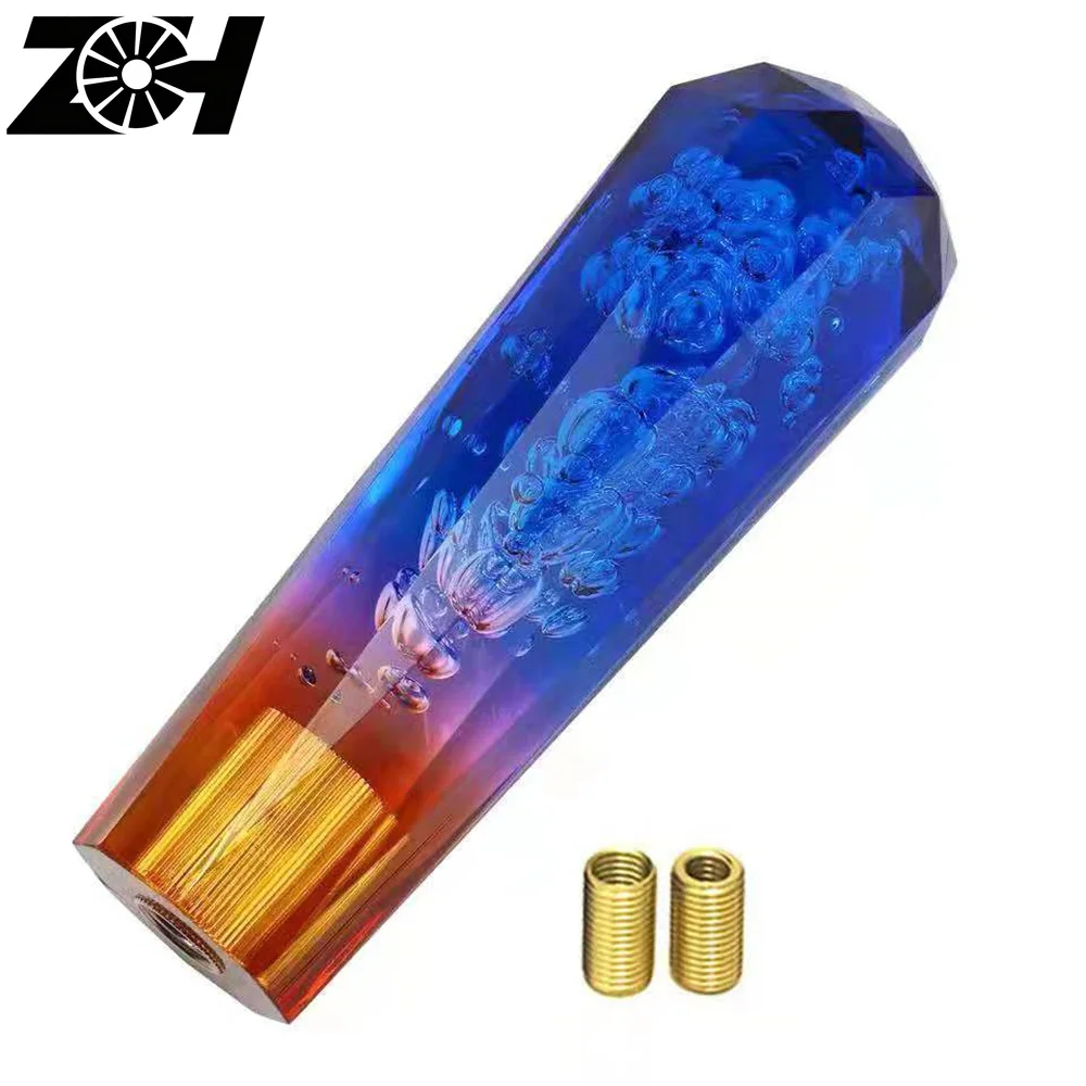 10 15 20 25 30cm Car Transparent Stitching Multicolor Gear Shift Knob Crystal Bubble Shifter Lever 7 Color Led Holder