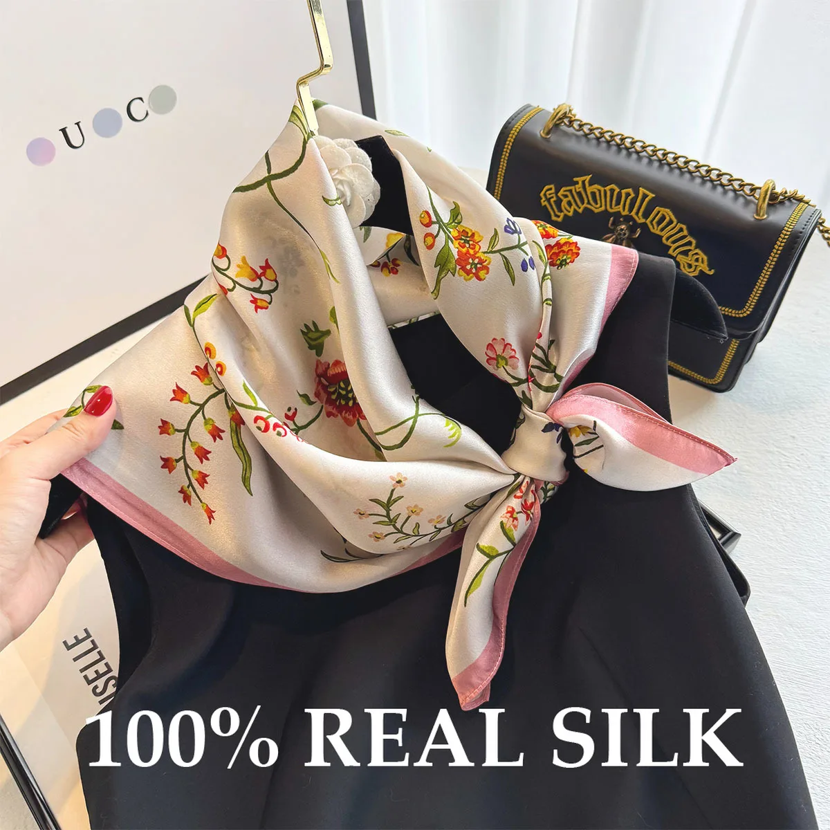 

Новый шарф из 100% чистого шелка, женский шарф на шею, 65 см, квадратные шарфы, повязка на голову, хиджаб, принт, пончо, шарфы, платок из пашмины, бандана, пончо