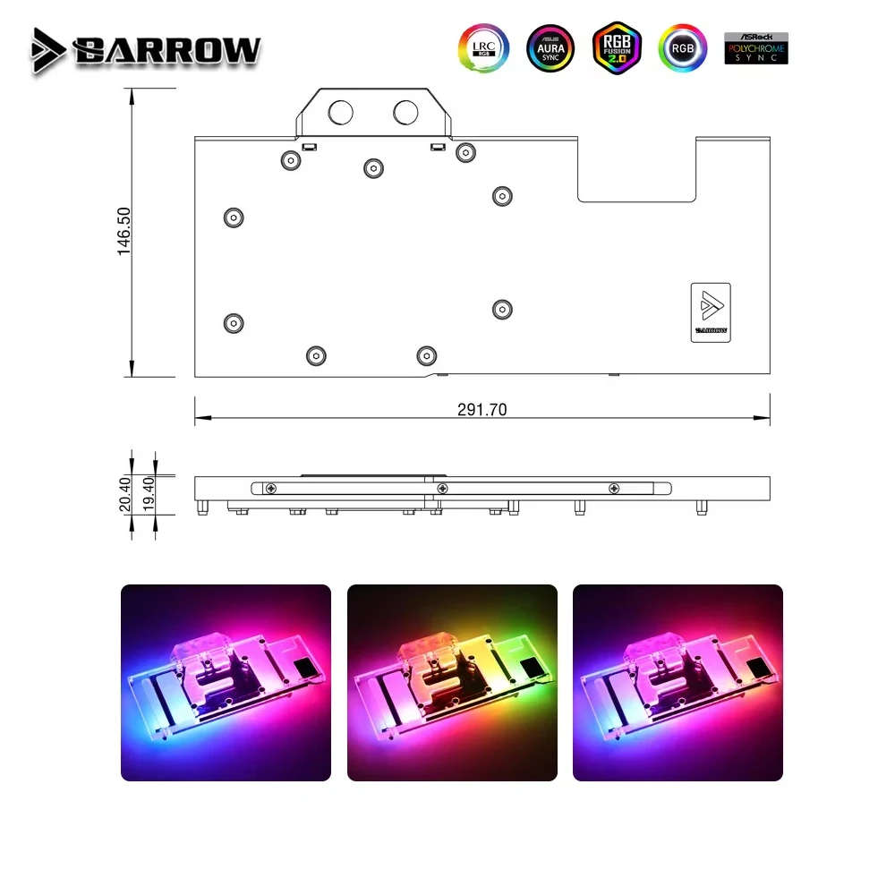 Barrow GPU Water Block For Colorful iGame RTX 3070/3070TI/3060Ti Vulcan Graphics Card Cooler 5V ARGB 3PIN BS-COI3070-PA