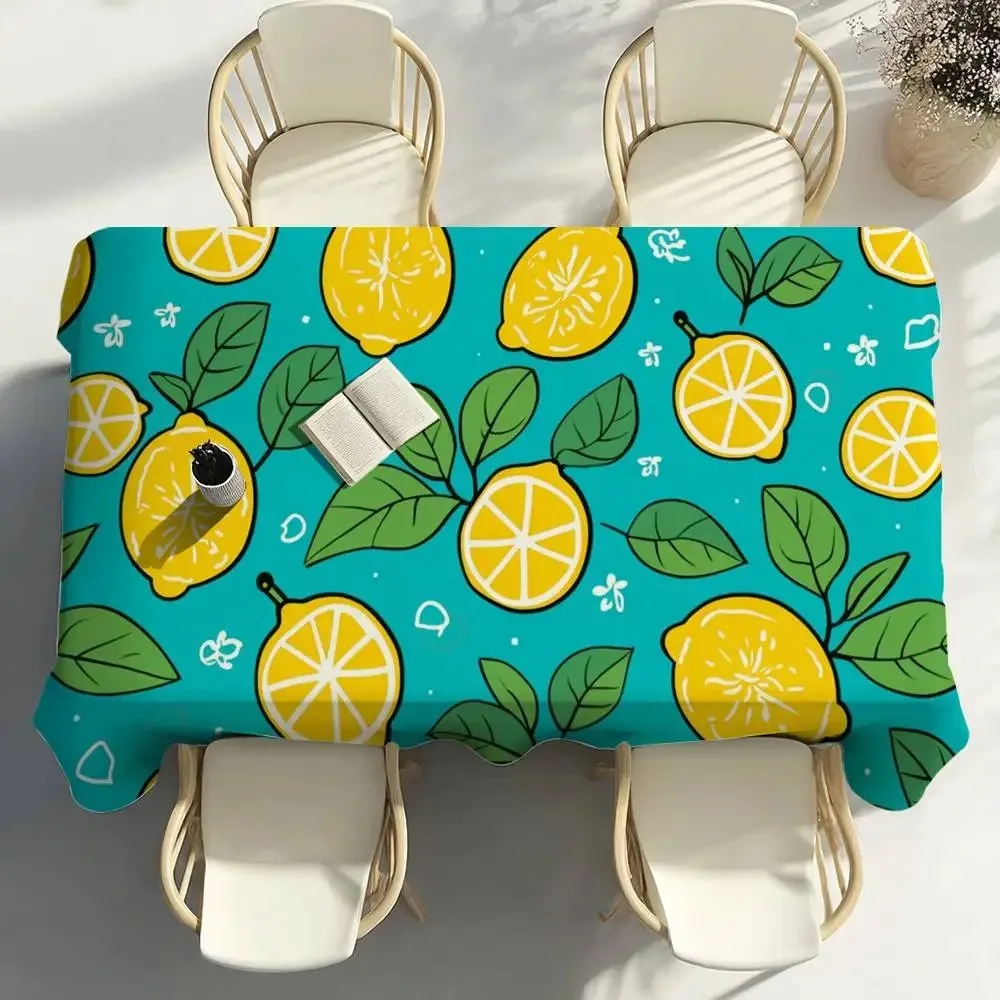 

Summer Lemon Tablecloth Waterproof Polyester Picnic Blanket Camping Table Cover Aesthetic Rectangular Kitchen Dining Table Decor
