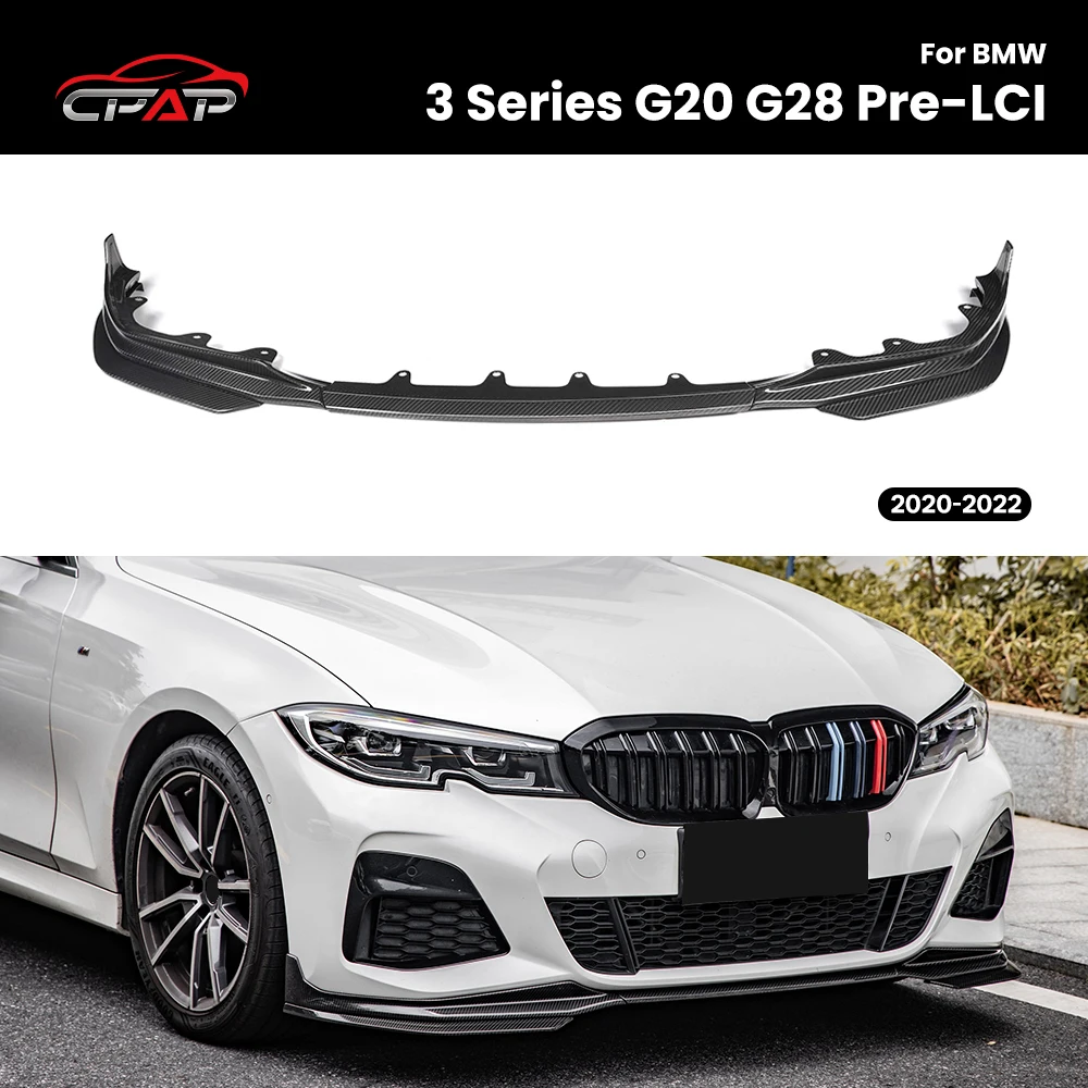 

Real Dry Carbon Fiber Front Lip Diffuser Bumper Splitter Body Kits For BMW 3 Series G20 G28 Pre-LCI 2020-2022 MP Style 5Pcs/Set