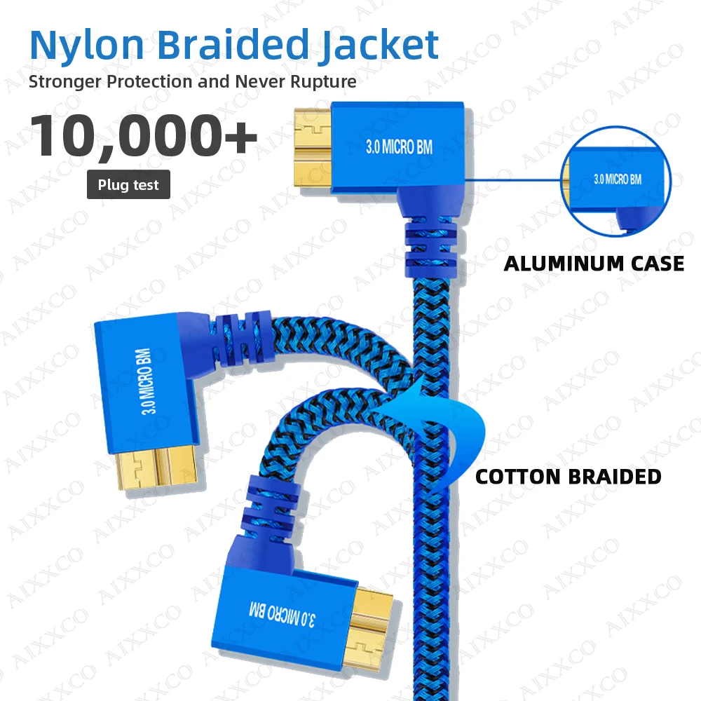 AIXXCO 1m Hard Drive External Cable USB3.0 Micro B Cable HDD Cable Micro Data Cable SSD Sata Cable Hard Disk Micro B Cable
