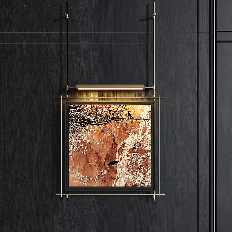 

Wabi Sansi retro simple wall hanging hotel background wall antique metal rod decorative painting in the sales office