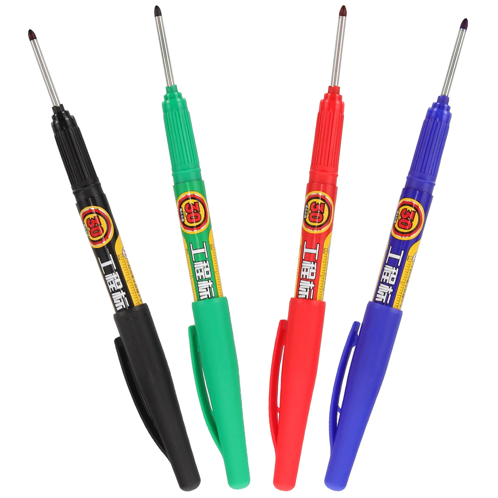 

4 Pcs Marking Pen 30MM Red Green Black Blue Long Tip Deep Hole Carpenter Tools Woodworking Marker Fast Drying Waterproof Paint