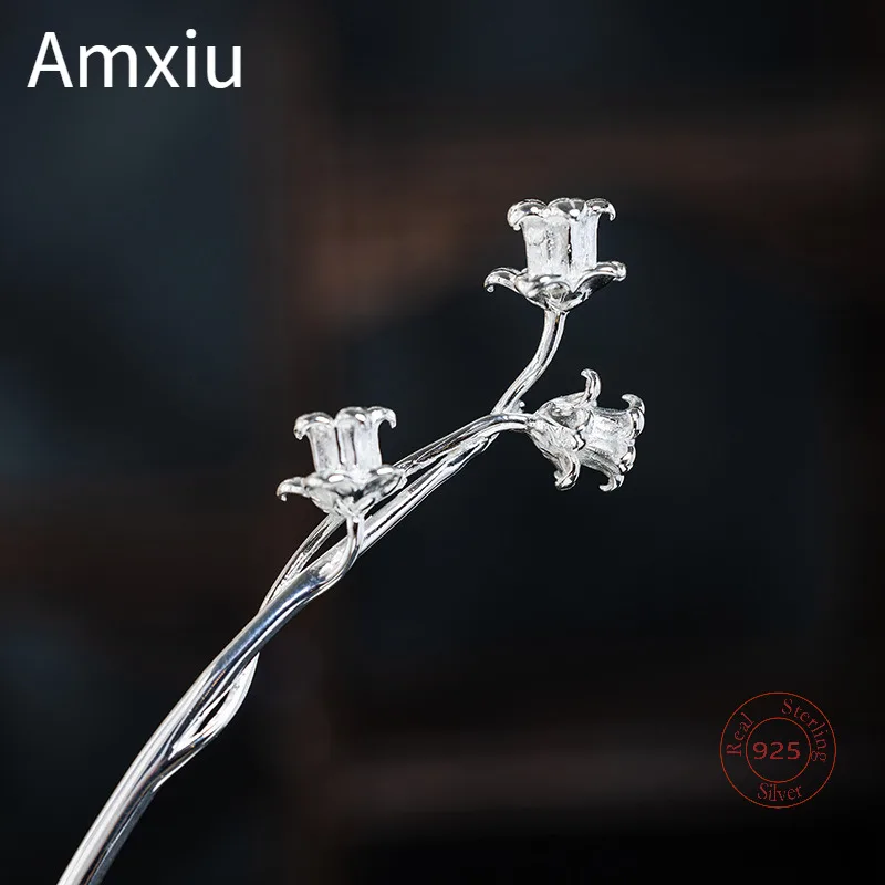 

Amxiu, серебро 925, дизайн, головной убор Hanfu в древнем стиле, заколка Linglan, заколка для волос с цветочным принтом, ступенчатая тряска