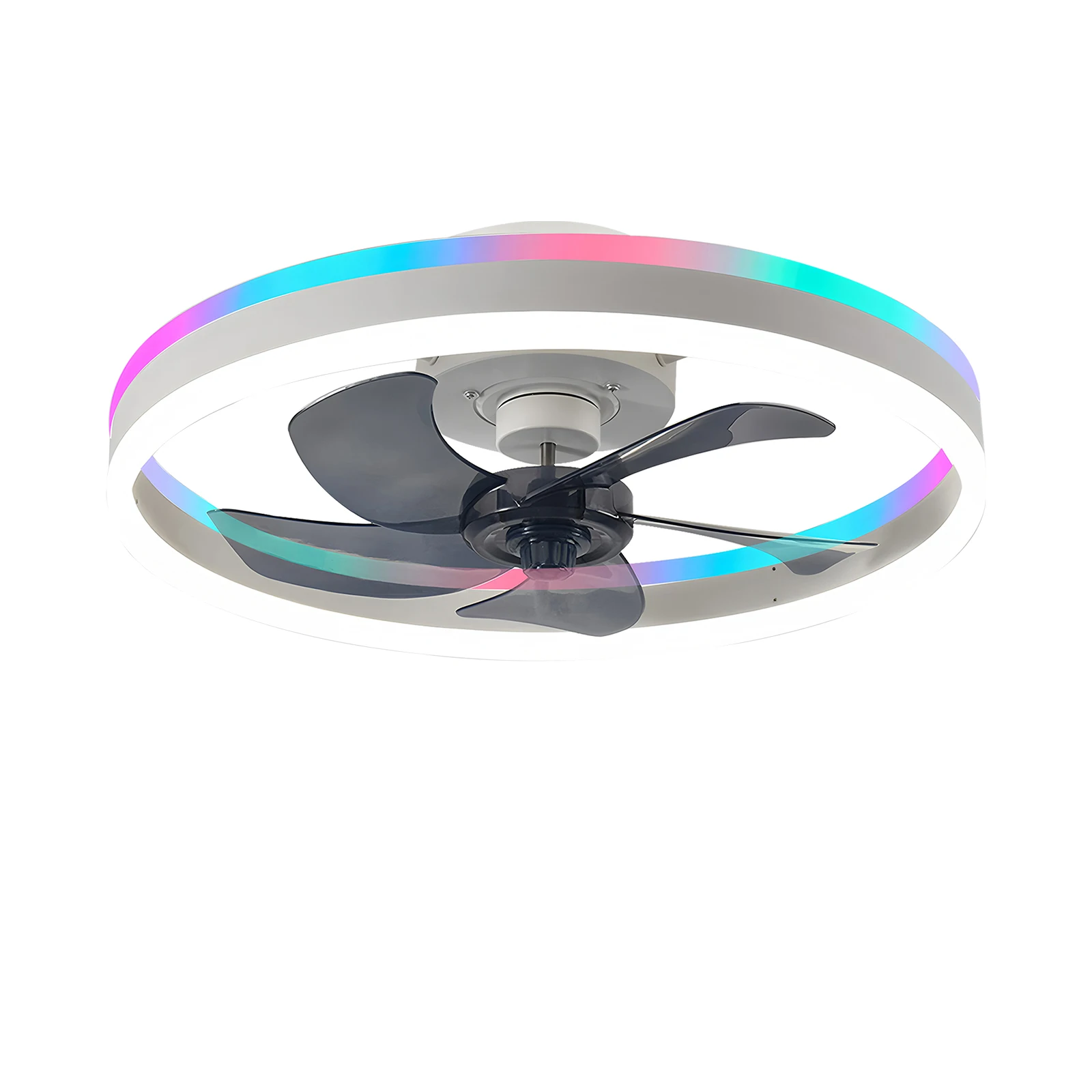 RGB-Deckenventilator mit Lampe, Intelligenter Haushaltskühlventilator für Schlafzimmer und Wohnzimmer, Dimmbares LED-Deckenventilator mit 6 Geschwindigkeiten und Ambientelicht