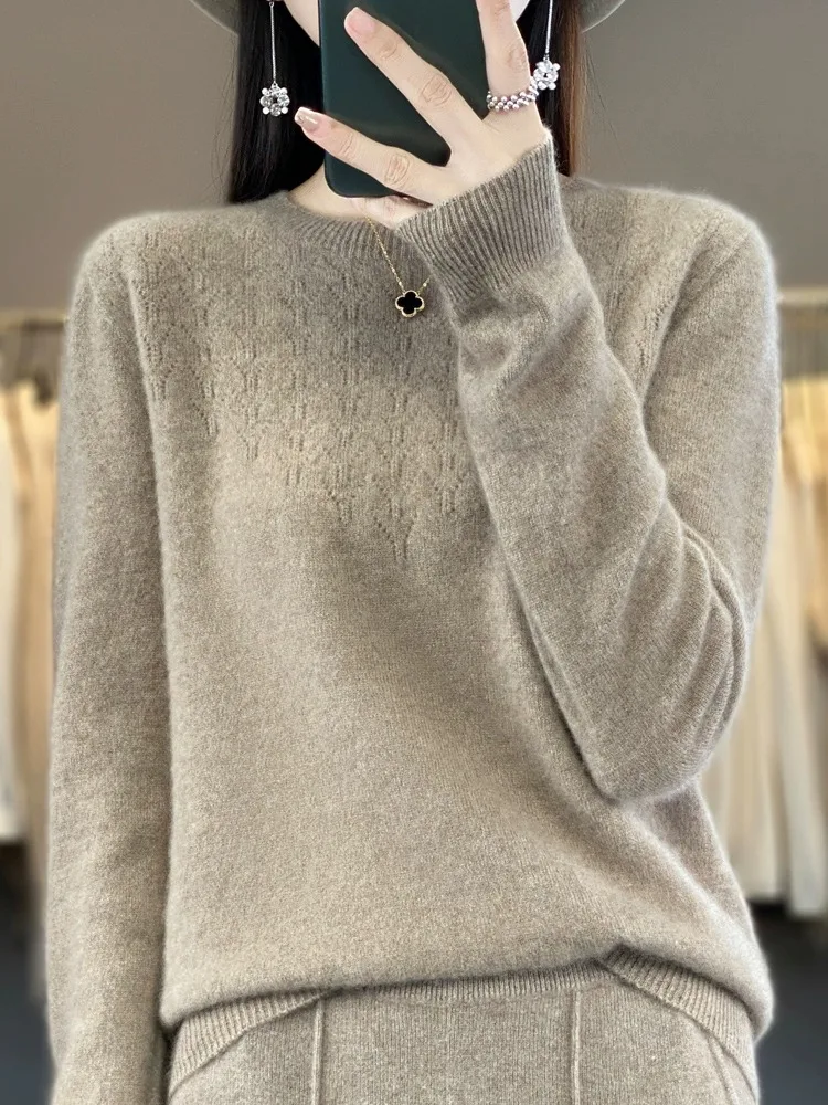 슬 원피스 울 스웨터 여성용 라운드 넥 가을 겨울 니트 롱 스웨터 베이직 다용도 카메라 니트...