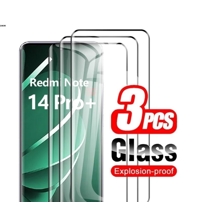 3 Stück gehärtetes Glas für Xiaomi Redmi Note 14 Pro 14Pro Plus Note14Pro + Note13ProPlus 5G Schutzglas HD Displayschutzfolie