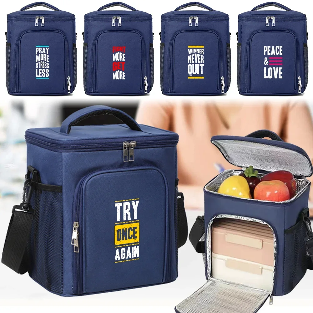 Ice Pack Refrigerator Bag Insulated Pack Cooler Outdoor Large Capacity Portable Lunch Cooler Bag Phrase Printing Series