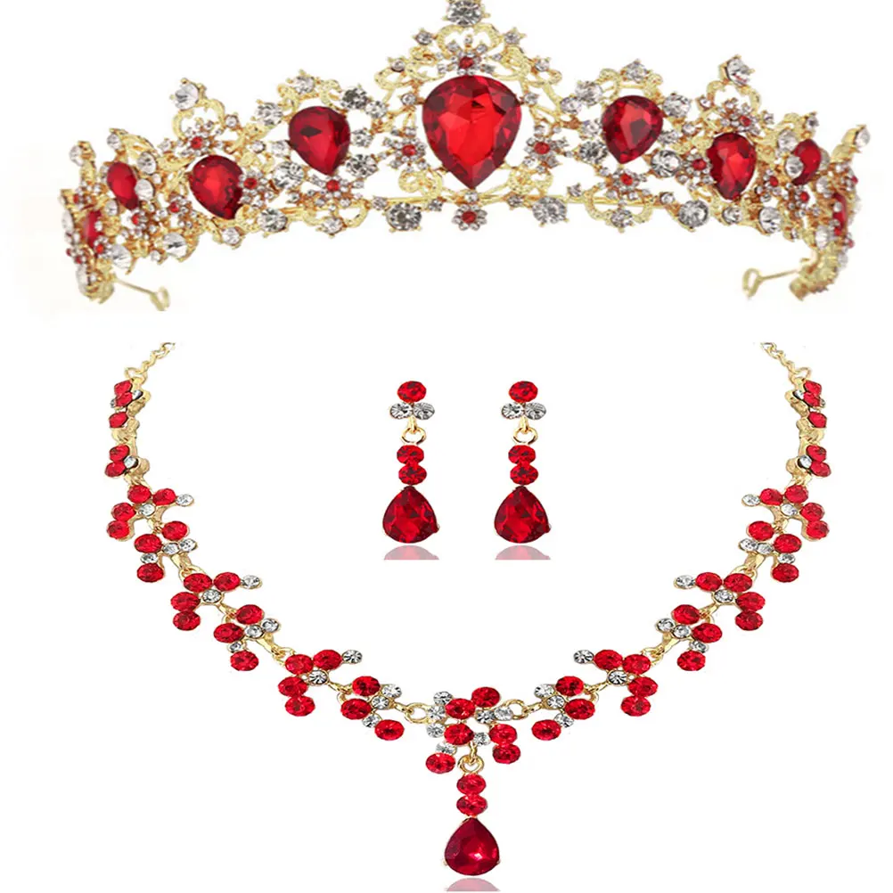 

Elegant Crown Earring Wedding Dress Accessories Set Women Jewelry Wedding Dress Accessories Party Costume Stylish Design Gift