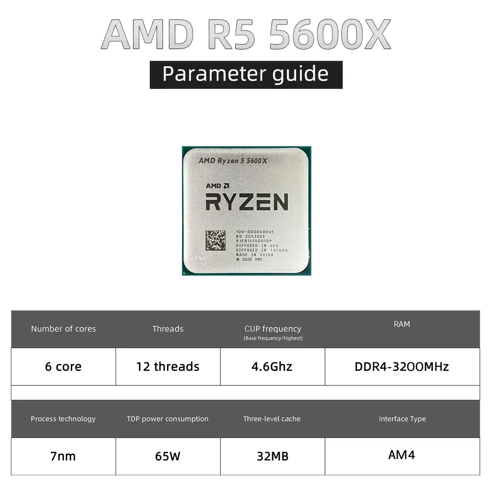 معالج AMD Ryzen 5 5600X CPU 3.7 جيجا هرتز 6-Core 12-Thread AM4 7NM 65W L3=32M لمجموعة اللوحة الأم X570 B550m Elite Aorus