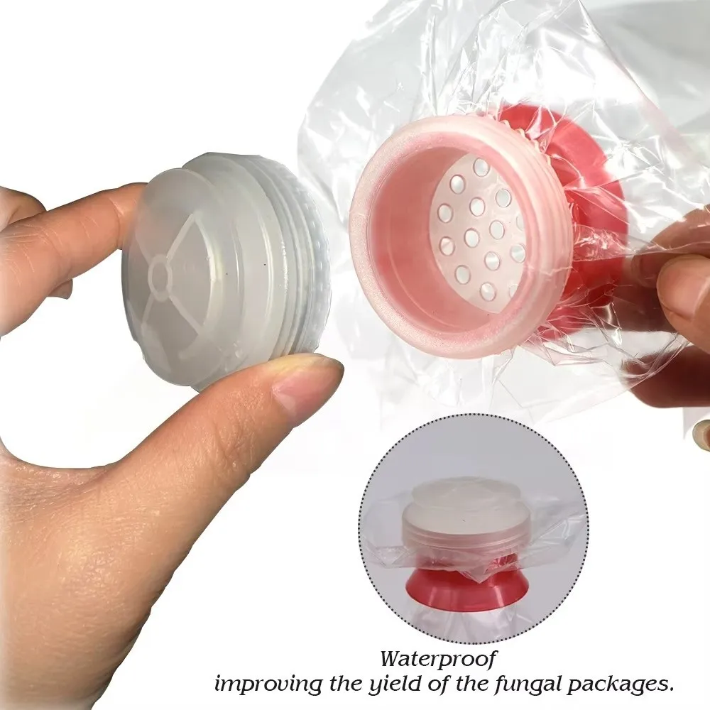 10pcs Waterproof Mushroom Spawn Grow Bag Sealable Plastic Cap Lock Ring Cultivating Edible Fungus Cover Lock Loop