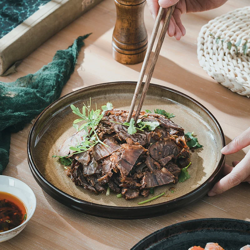 1pc Creative Ceramic Dish Kiln Transformed Into Japanese Style Home Salad Style Dish High-end Steak Dish