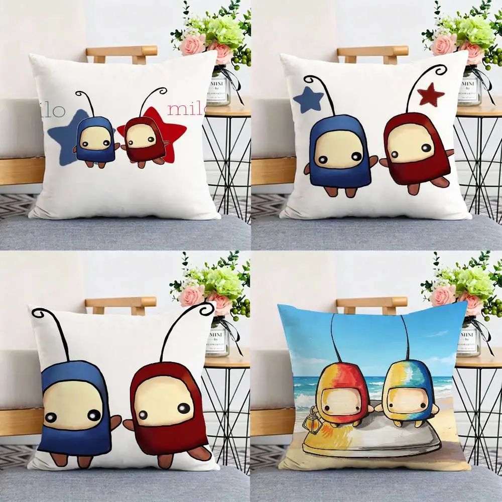 

Game I-Ilomilo Red Ilo Blue Milo Double-sided print Pillow Case for Sofa Living Room Home office Decor Protective Cover