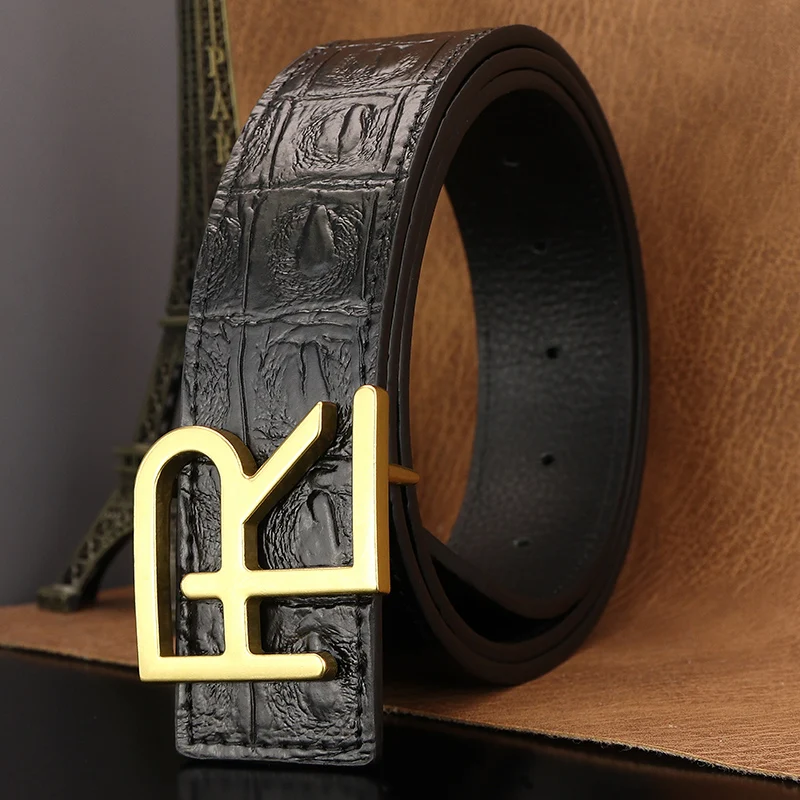 Hot High Quality Casual Luxury Famous Brand Letter Slide Buckle Leather Fashion Belts Men Designer Fancy Jeans Ceinture Homme