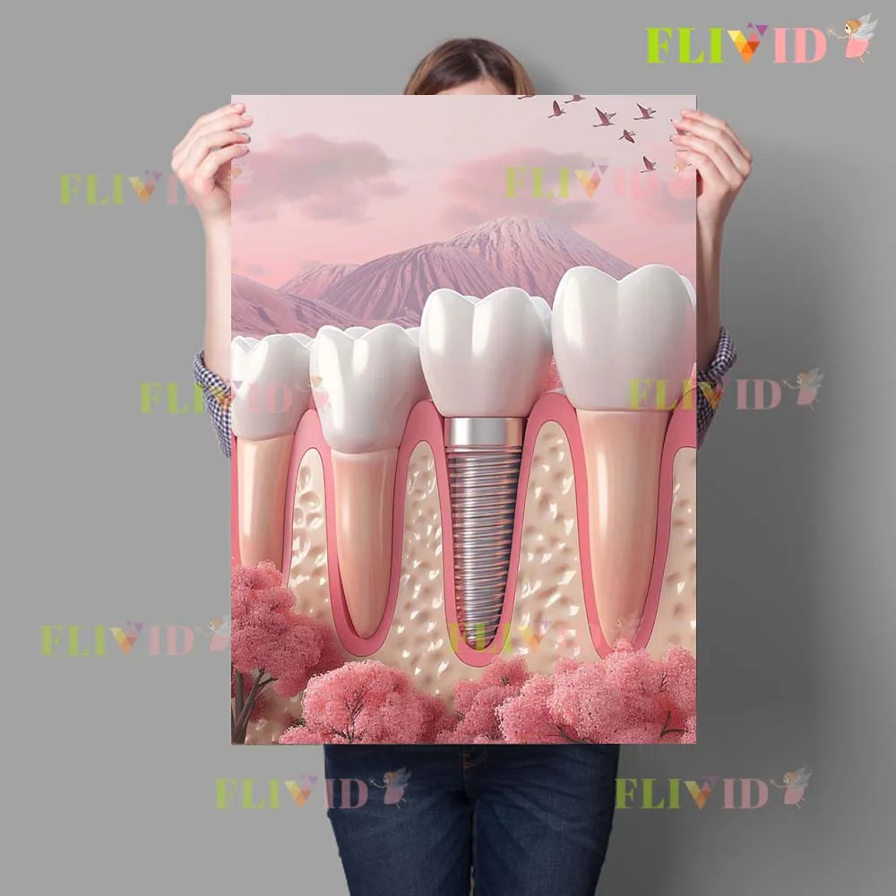 Dentist Dental Implant Abstract Tooth Teeth Poster Wall Art Canvas Painting Home Decor Wall Pictures For Living Room Unframed