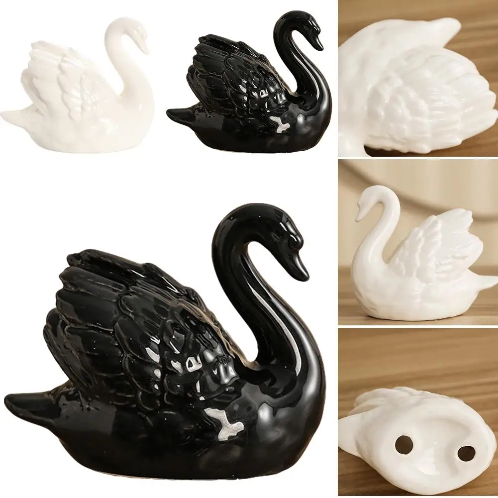 Ceramics White Swan Home Decoration Ornaments Statues Light Luxury Black Cygnus Sculptures Goods of Furniture for Display 2026