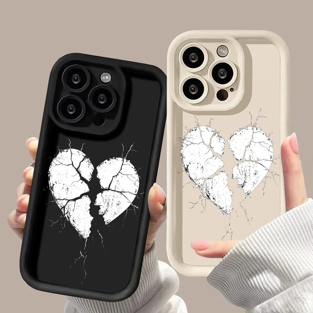 

Чехол для телефона BROKEN Heart Protect, чехол для телефона FUNDA для iPhone 16, 12, 13, 14, 15, Pro Max Plus, круг с объективом