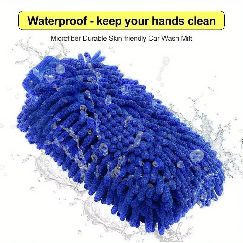 2-pack Car Care Cleaning Kit, Chenille Material Gloves Perfect for Thorough Vehicle Cleaning, Ideal for Home Use.