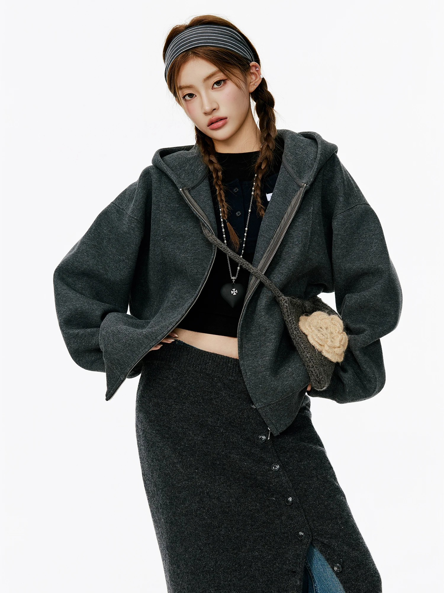 

Женский свободный тонкий кардиган Burgenland с капюшоном на молнии, повседневная верхняя одежда в корейском стиле для ранней весны, уличный стиль