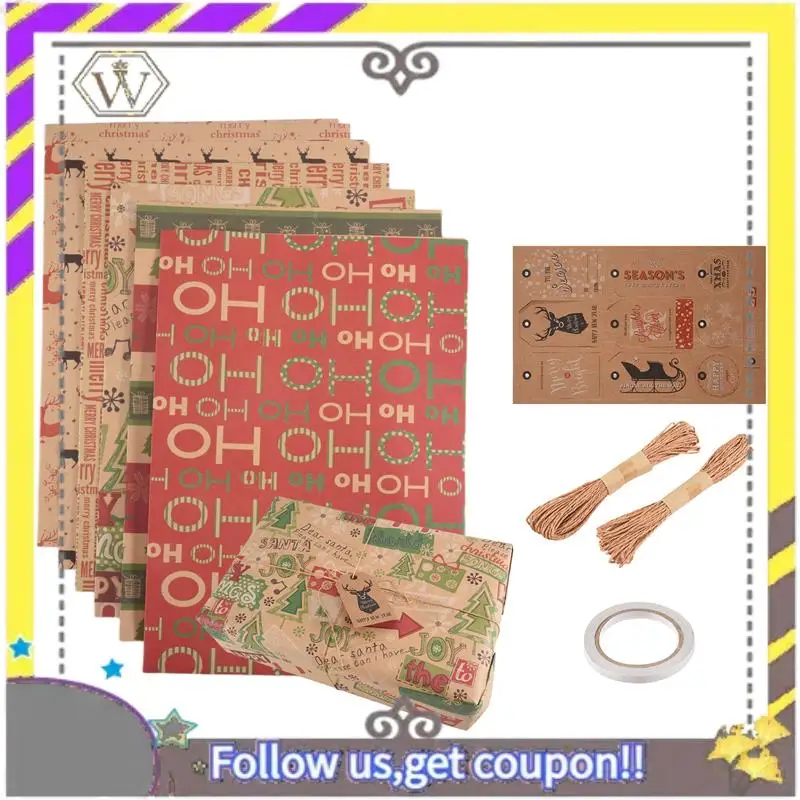 New 6 Pack Wrapping Paper Sheets,For Christmas Birthday Party Wrapping Paper Set Gift Wrap Papers