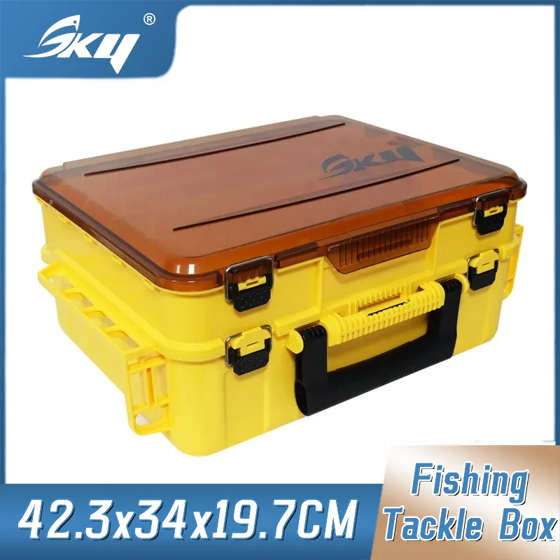 SKY  Fishing Tackle Box Double Layer Professional Fishing Accessories Storage Case Hand or Shoulder-carrying Fishing Box