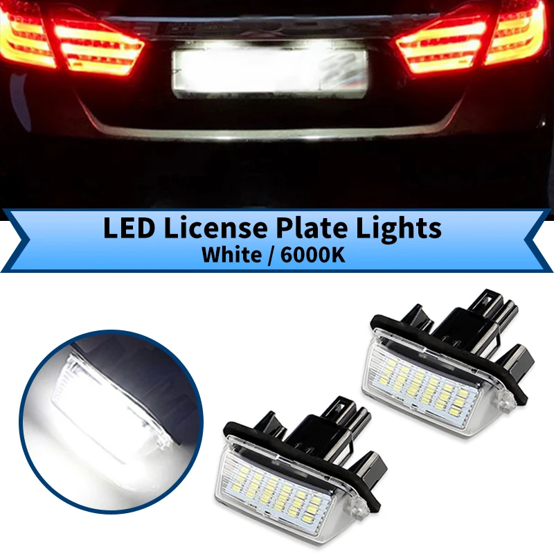 2PCS LED License Plate Light for Toyota Camry Hybrid Prius C Avalon Highlander Verso Ractis Verso-S White Number Lamp Car Bulbs