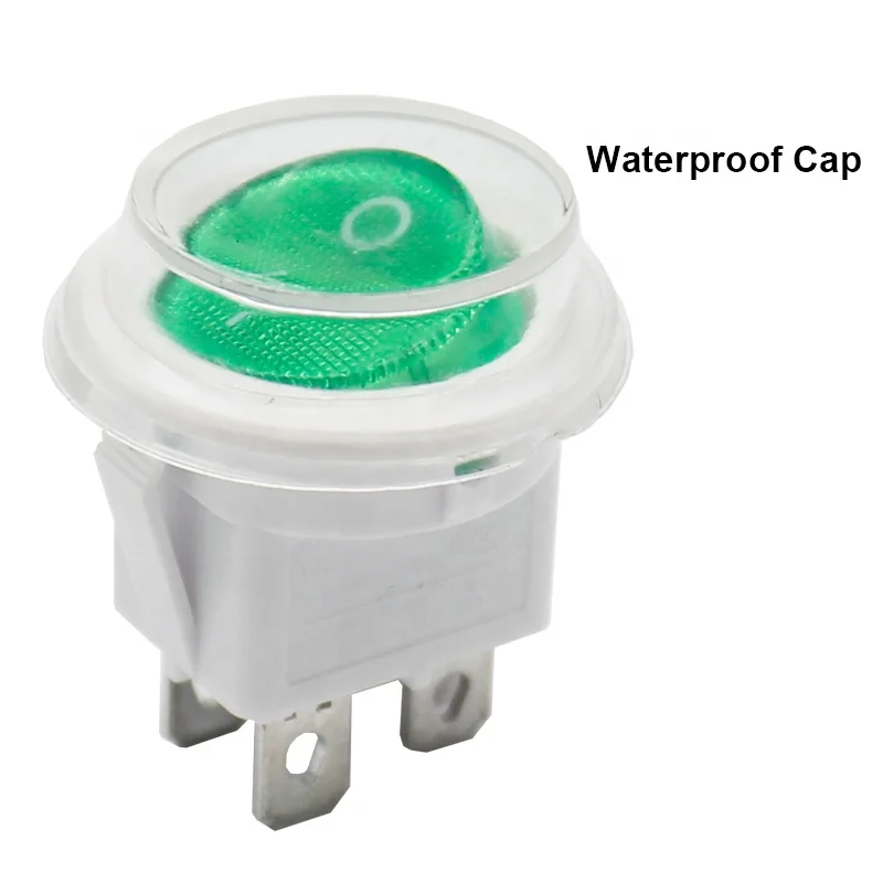 LECI RS601 Green Light 4 Pin ON-OFF Round Snap In Rocker Switches