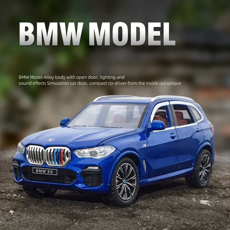 Diecast 1:24 Scale BMW X5 SUV Alloy Car Model Collective Metal Voiture Miniature Home Decor Car Toy Boys Gift Sound Light