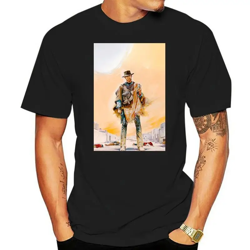 Clint Eastwood T-shirt - Wild West Style White Print Western Tee Cowboy Men Cotton Tshirt Harajuku Streetwear